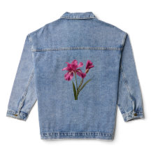 Söt Rosa Flower Denim Jacka