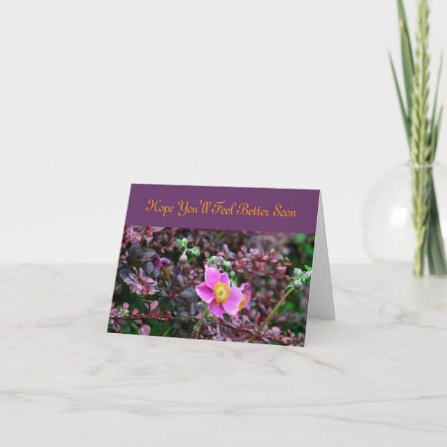 SÖT ROSA FLOWER MED GULD CENTER/ GÅ VÄL KORT (Framsida)