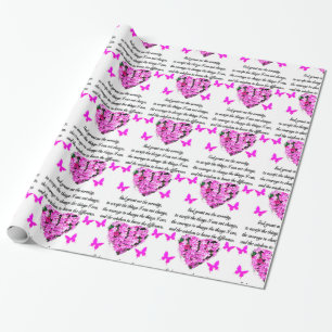 SÖT ROSA FLOWER OCH BUTTRYCKSSERENHET PRAYER PRESENTPAPPER