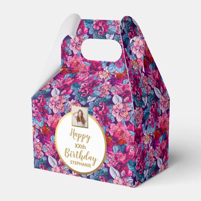 Söt Rosa Flowers, Anpassningsbar Photo, Grattis på Presentaskar (Framsidan Sidan)