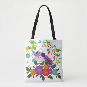 Söt Rosa Flowers Cute Unicorn Julafton Tygkasse