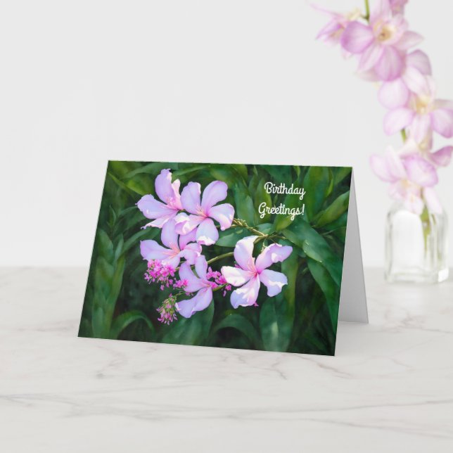 Söt Rosa Flowers Garden Art Birthday Card Kort (Orkide)