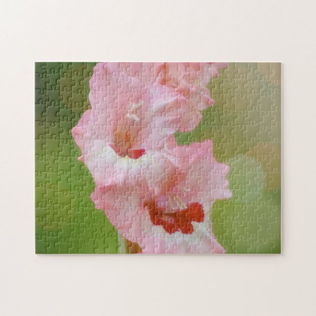 Söt Rosa Flowers Gladiolus Garden Art Pussel (Horisontell)