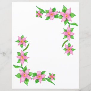 Söt Rosa Flowers Gräns Skrapbok Papper