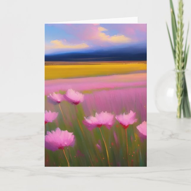 Söt Rosa Flowers Greeting Card Kort (Framsida)