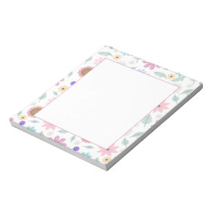 Söt Rosa Flowers Groovy Retro Design Anteckningsblock