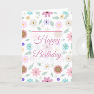 Söt Rosa Flowers Groovy Retro Design Tack Kort