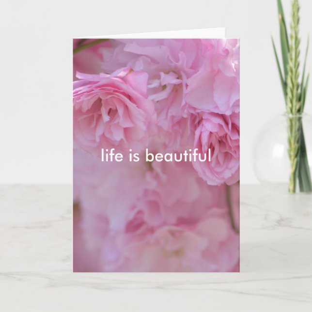 Söt Rosa Flowers Kort (Framsida)