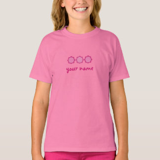 Söt Rosa Flowers Personlig Girl's Namn T Shirt