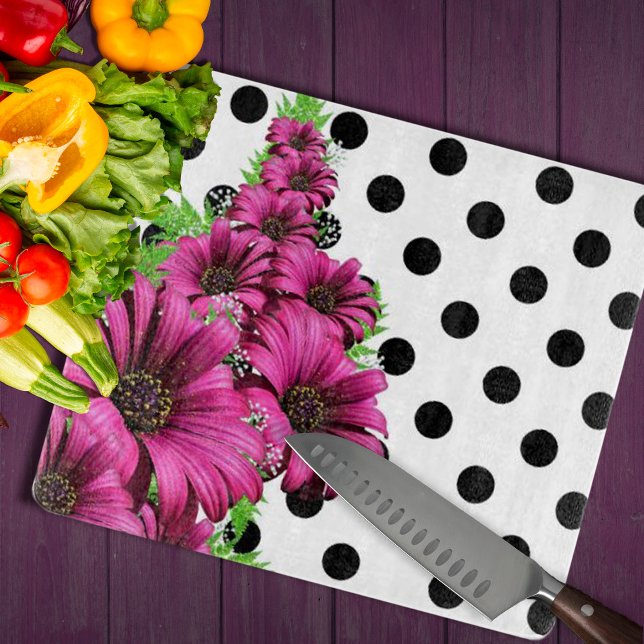 Söt Rosa Flowers Polka Dot (Pretty Girly Pink Flowers Polka Dot Cutting Board by Looly Elzayat
)