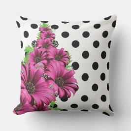 Söt Rosa Flowers Polka Dot Kudde