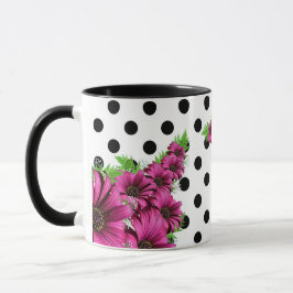 Söt Rosa Flowers Polka Dot Mugg