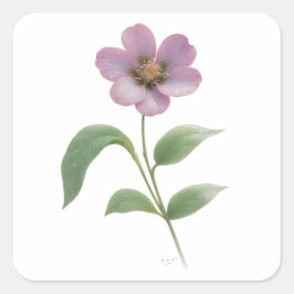 SÖT ROSA FLOWERS STICKER FYRKANTIGT KLISTERMÄRKE
