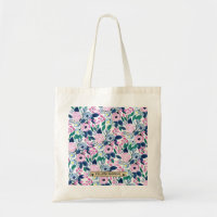 Söt Rosa Flowers Watercolor Guld Monogram