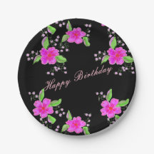 Söt Rosa Flowwed Black Birthday Tallrikar