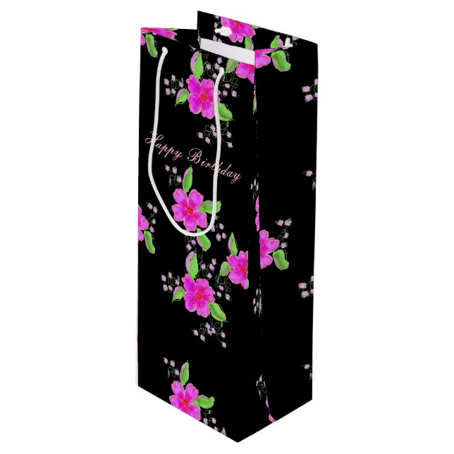 Söt Rosa Flowwed Vin Bag (Framsidan Vinklad)