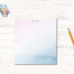 Söt Rosa för vattenfärg, blått pastellAnteckningsb Anteckningsblock<br><div class="desc">En söt vattenfärgseffekt mönster i mjuk rosa och blå med "Notes" i modern grått-typografi högst upp. Ett underbart tillägg till ditt hemkontor,  till jobbet ställe eller som gåva till någon.</div>