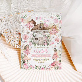 Söt Rosa Forest Fairy Garden Girl Birthday Inbjudningar
