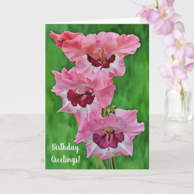 Söt Rosa Garden Flowers Gladiolus Birthday Card Kort (Orkide)