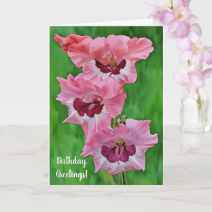 Söt Rosa Garden Flowers Gladiolus Birthday Card Kort