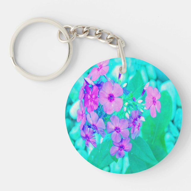 Söt Rosa Garden Phlox Flower på Aquamarine (Framsidan)