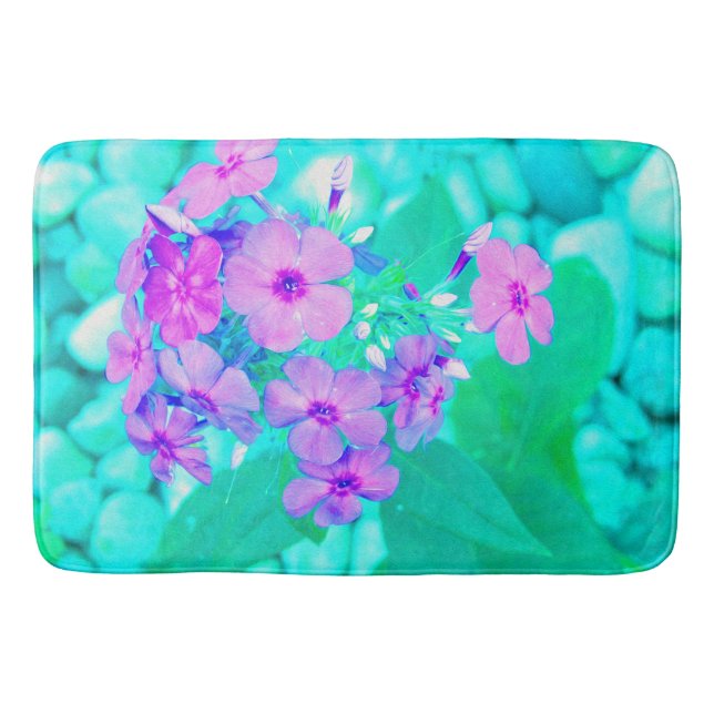 Söt Rosa Garden Phlox Flower på Aquamarine Badrumsmatta (Framsidan)