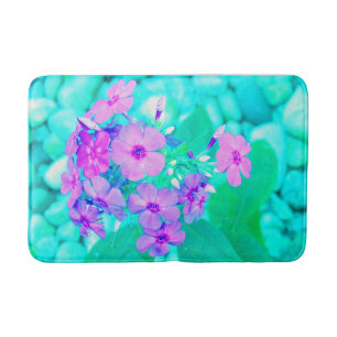 Söt Rosa Garden Phlox Flower på Aquamarine Badrumsmatta