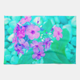 Söt Rosa Garden Phlox Flower på Aquamarine Kökshandduk