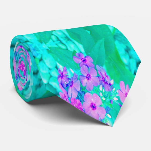 Söt Rosa Garden Phlox Flower på Aquamarine Slips (Rullad)