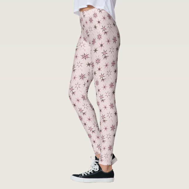 Söt Rosa Geo Stars - mönster. Leggings (Vänster)