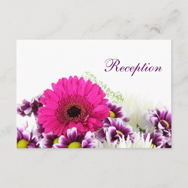 Söt Rosa Gerber Daisy och Lila Bröllop set Tilläggskort (Framsida)
