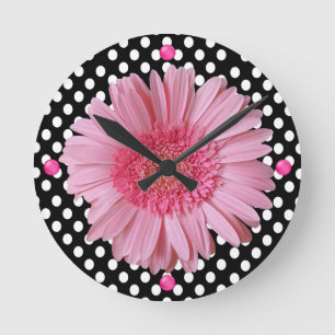 Söt Rosa Gerber Daisy Wall Clock Rund Klocka