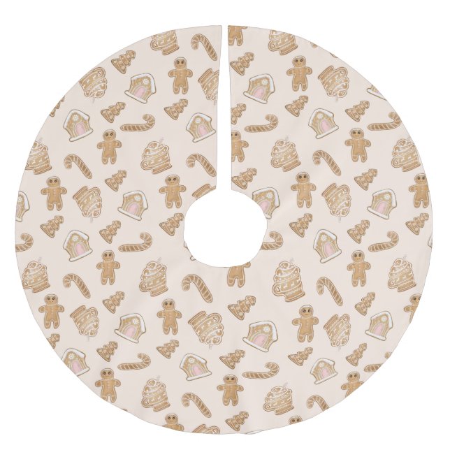 Söt Rosa Gingerbröd jul mönster Julgransmatta Borstad Polyester (Framsidan)