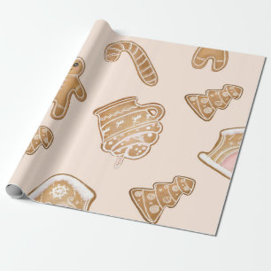 Söt Rosa Gingerbröd jul mönster Presentpapper