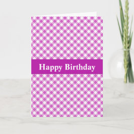 Söt Rosa Gingham Birthday Card Kort