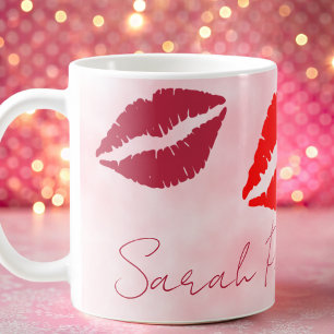 Söt rosa-girig kyss kaffemugg