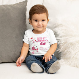 Söt Rosa Girl Girl Girl's First Valentine Day Anpa T Shirt
