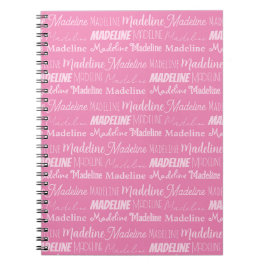 Söt Rosa Girls Namn Font Collage Anpassningsbar To Anteckningsbok