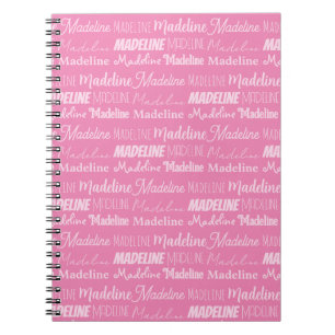 Söt Rosa Girls Namn Font Collage Anpassningsbar To Anteckningsbok