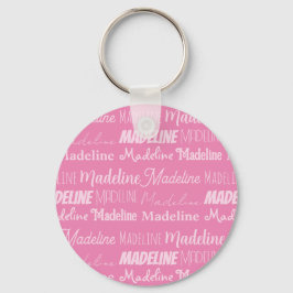 Söt Rosa Girls Namn Font Collage Anpassningsbar To Nyckelring