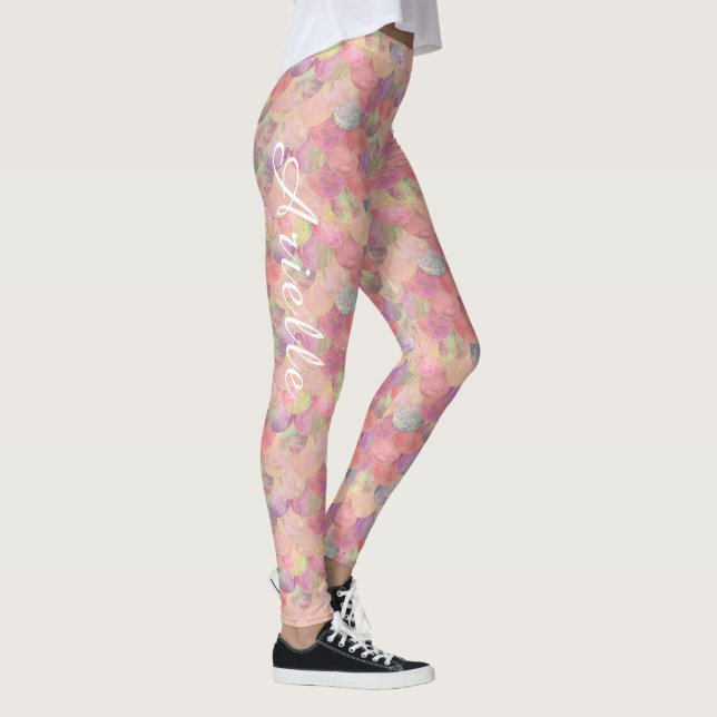 Söt Rosa Girls Sjöjungfru  fisk Leggings (Höger)