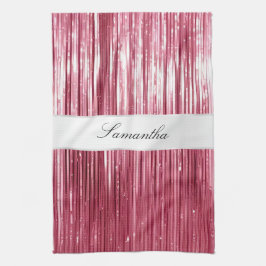 Söt Rosa Glam Tinsel Rand Kökshandduk