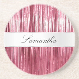 Söt Rosa Glam Tinsel Rand Underlägg