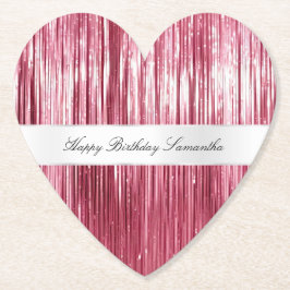 Söt Rosa Glam Tinsel Rand Underlägg Papper