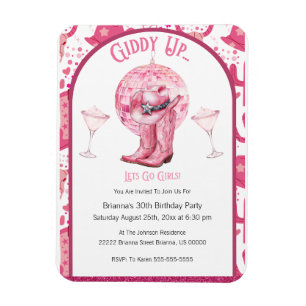 Söt Rosa & Glitter Cowgirl Birthday Investigation Magnet