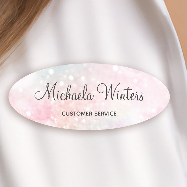 Söt Rosa Glitter Girly Glamous Namnbricka (Skapare uppladdad)