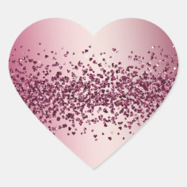 Söt Rosa Glitter Hearts Hjärtformat Klistermärke