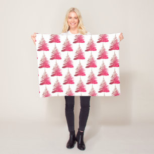 Söt Rosa Glitter Julgran Fleece Blanket