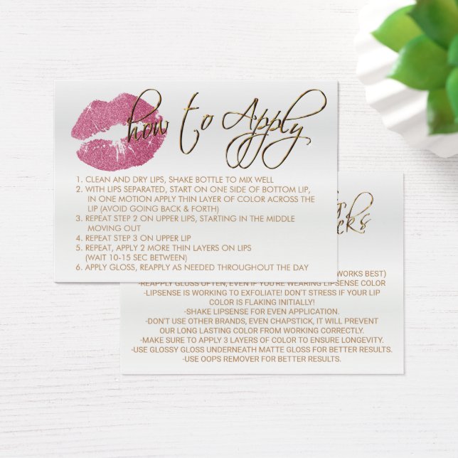Söt Rosa Glitter Läppar 2 - Tillämpning Visitkort (Skivbord)