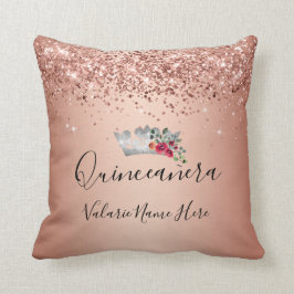 Söt Rosa Glitter Quinceañera Dekorativ kudde
